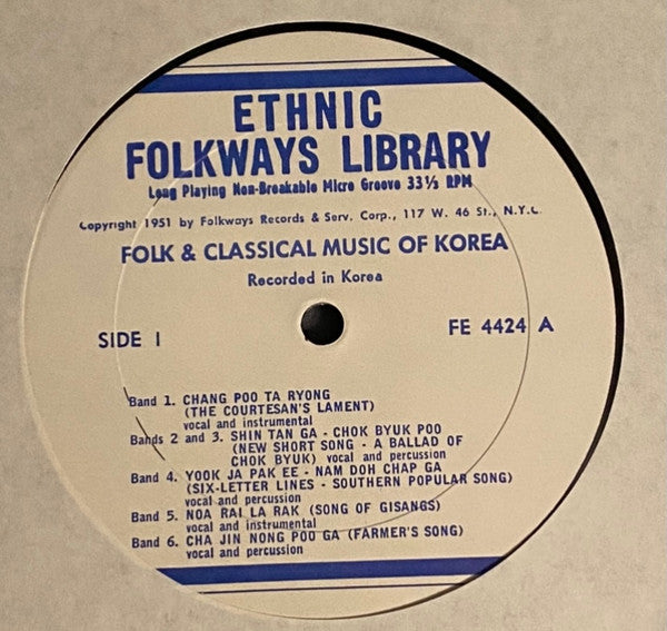 Various : Folk And Classical Music Of Korea (LP, RP)
