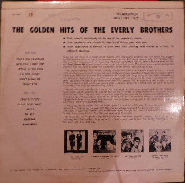 The Everly Brothers* : The Golden Hits Of The Everly Brothers (LP, Comp, Mono, Vit)