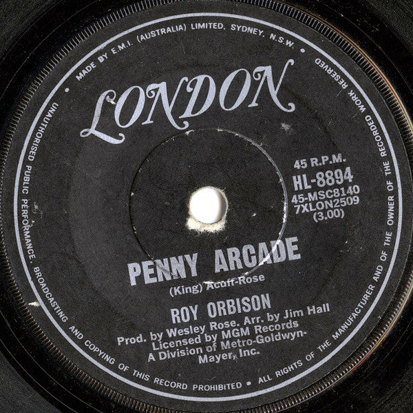 Roy Orbison : Penny Arcade (7", Single)