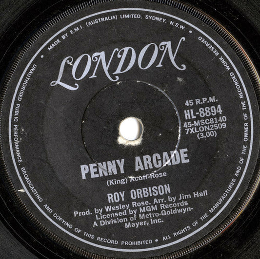 Roy Orbison : Penny Arcade (7", Single)