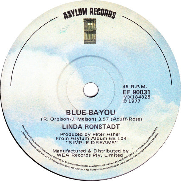 Linda Ronstadt : Blue Bayou (7")
