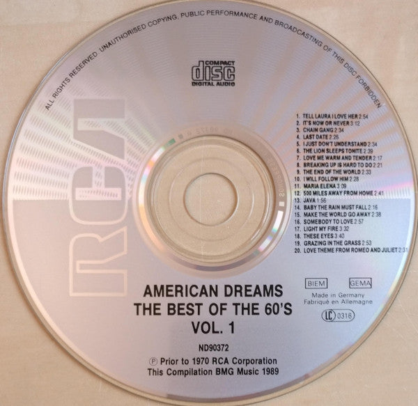 Various : American Dreams - The Best Of The 60's, Vol. 1 (CD, Comp, RM)