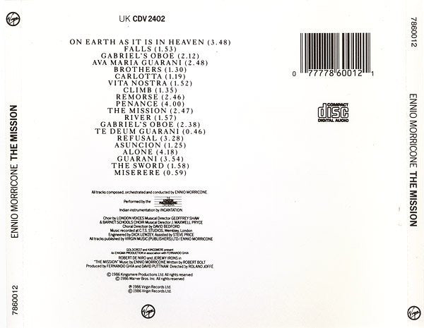 Ennio Morricone : The Mission (Original Soundtrack From The Film) (CD, Album, RE)