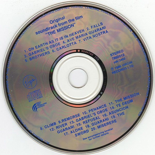 Ennio Morricone : The Mission (Original Soundtrack From The Film) (CD, Album, RE)
