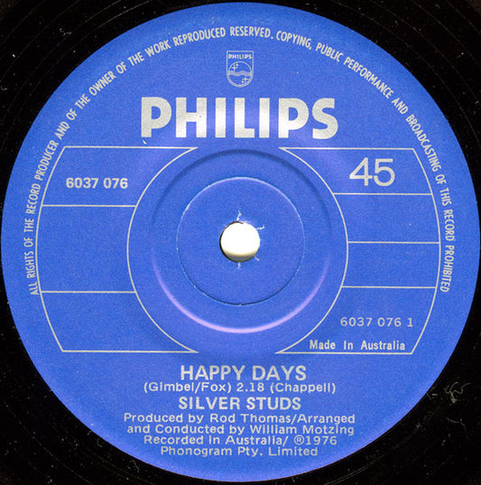 Silver Studs : Happy Days (7", Single)