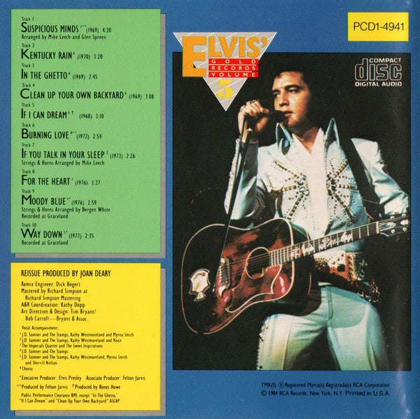 Elvis Presley : Elvis' Gold Records Volume 5 (CD, Comp)