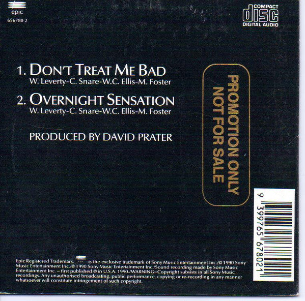 Firehouse (2) : Don't Treat Me Bad (CD, Single, Promo, Car)