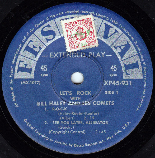 Bill Haley And His Comets : Let's Rock (7", EP, Mono)