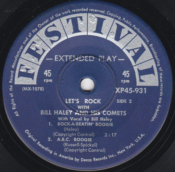 Bill Haley And His Comets : Let's Rock (7", EP, Mono)