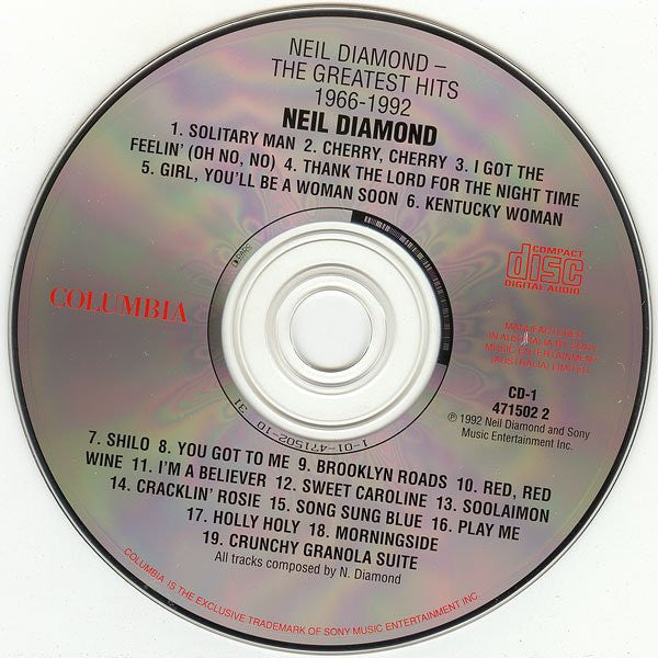 Neil Diamond : The Greatest Hits 1966-1992 (2xCD, Comp, RE)