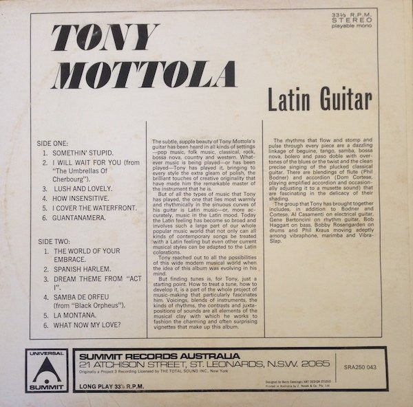 Tony Mottola : Latin Guitar (LP)