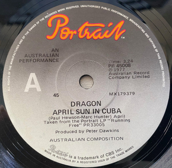Dragon (5) : April Sun In Cuba (7", Single)