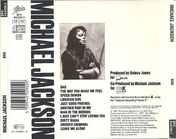 Michael Jackson : Bad (CD, Album)
