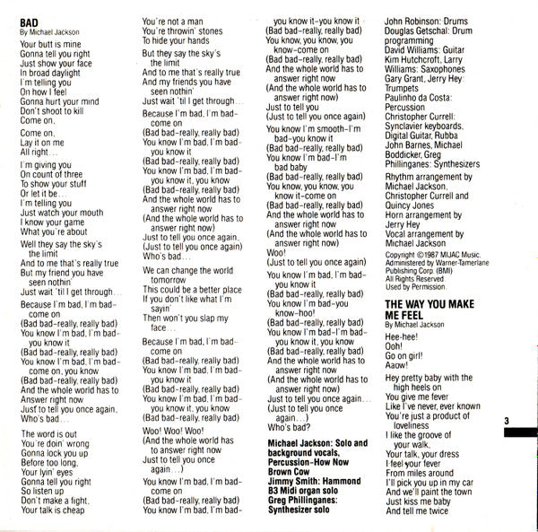 Michael Jackson : Bad (CD, Album)
