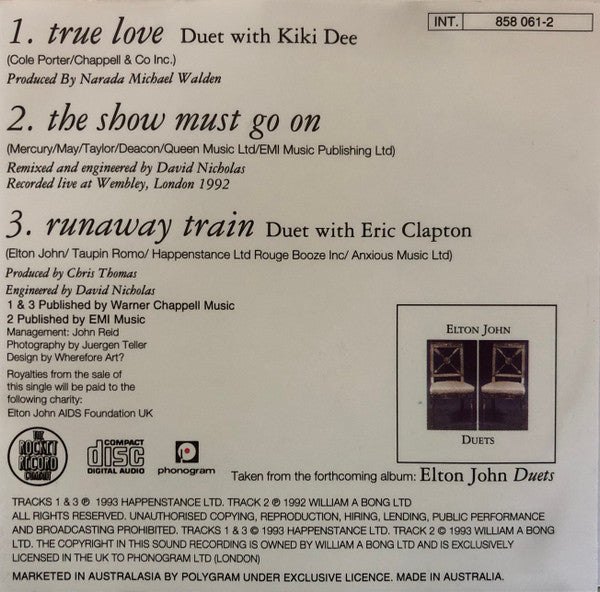 Elton John & Kiki Dee : True Love (CD, Single)