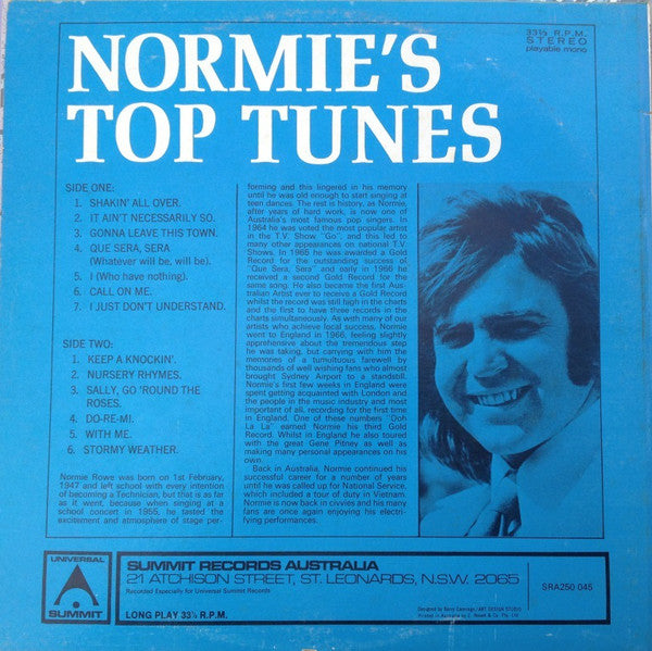 Normie Rowe : Normie's Top Tunes (LP, Comp)