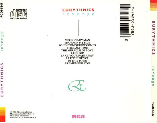 Eurythmics : Revenge (CD, Album)
