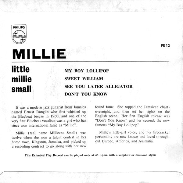 Millie* : My Boy Lollipop (7", EP, Mono)