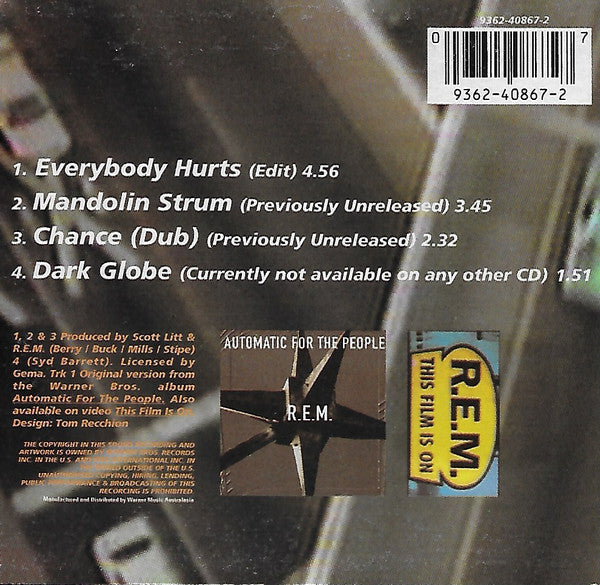 R.E.M. : Everybody Hurts (CD, Maxi, Car)