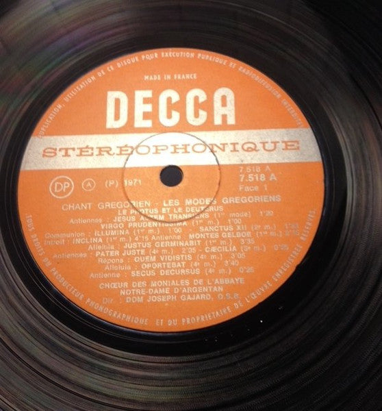 Choeur Des Moniales De L'Abbaye Notre-Dame D'Argentan, Dom Joseph Gajard O.S.B.* : Chants Grégorien - Les Modes Gregoriens (LP, Album, Gat)