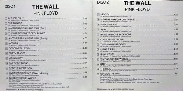 Pink Floyd : The Wall (2xCD, Album, RE)