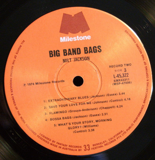 Milt Jackson : Big Band Bags (2xLP, Album, Comp, RE, RM)