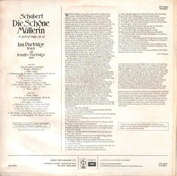 Ian Partridge, Franz Schubert : Die Schöne Müllerin (LP, Album)