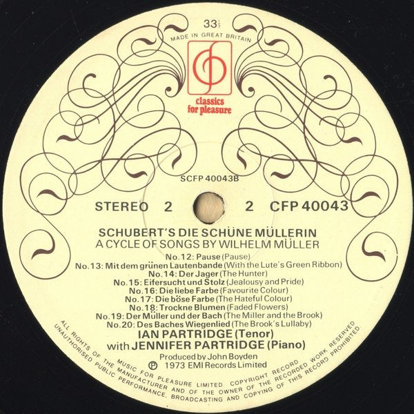Ian Partridge, Franz Schubert : Die Schöne Müllerin (LP, Album)