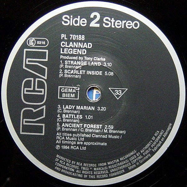 Clannad : Legend (LP, Album)