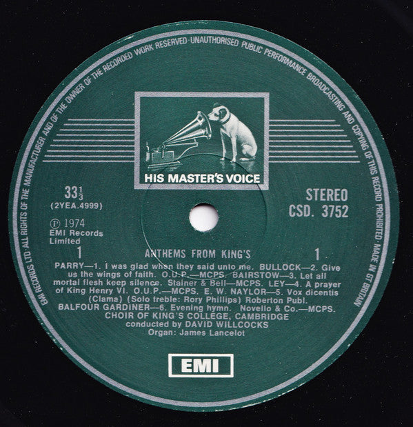 The King's College Choir Of Cambridge, David Willcocks, James Lancelot : Anthems From King's (LP)