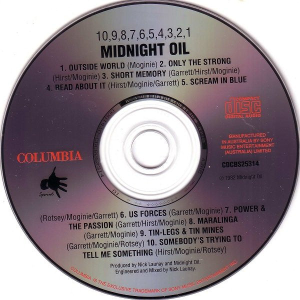 Midnight Oil : 10, 9, 8, 7, 6, 5, 4, 3, 2, 1 (CD, Album, RE)