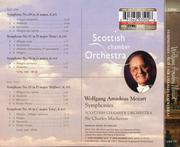 Wolfgang Amadeus Mozart - Scottish Chamber Orchestra, Sir Charles Mackerras : Symphonies 29, 31 'Paris', 32, 35 'Haffner' & 36 'Linz' (2xSACD, Hybrid, Multichannel, Album, HDC)