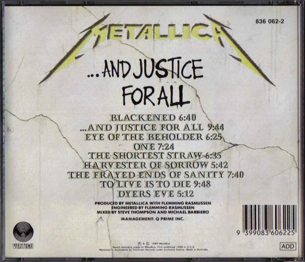 Metallica : ...And Justice For All (CD, Album, RE, Gol)