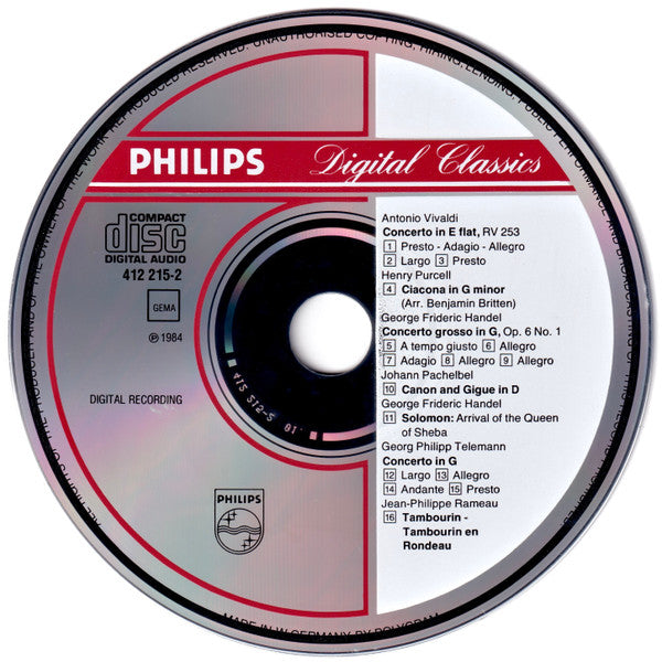 Pachelbel* / Händel* / Telemann* / Vivaldi* / Purcell* / Rameau* – Pinchas Zukerman, St. Paul Chamber Orchestra* : Canon & Gigue (CD)