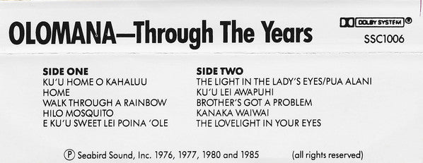 Olomana : Through The Years (Cass, Album, Comp)