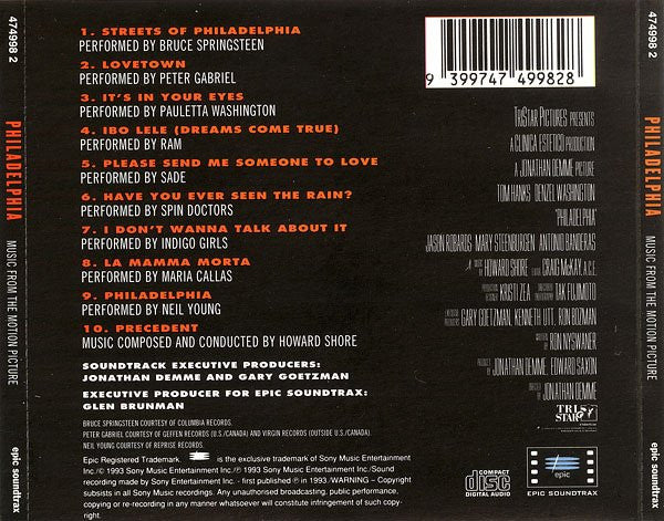 Various : Philadelphia (Music From The Motion Picture) (CD, Comp)