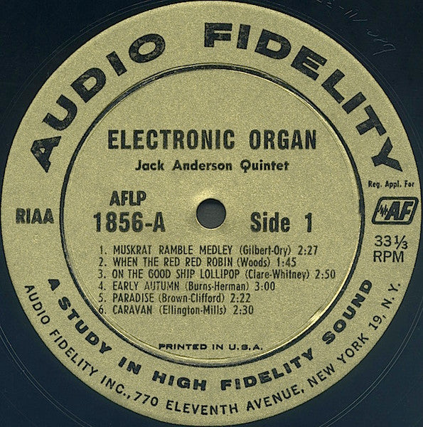 Jack Anderson Quintet* : Electronic Organ (LP, Mono)