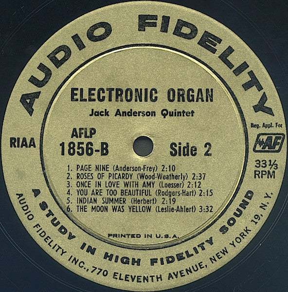 Jack Anderson Quintet* : Electronic Organ (LP, Mono)
