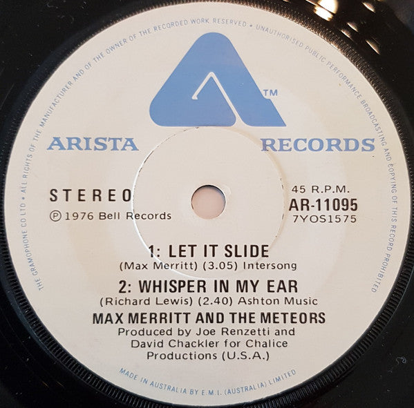Max Merritt And The Meteors : Let It Slide (7")
