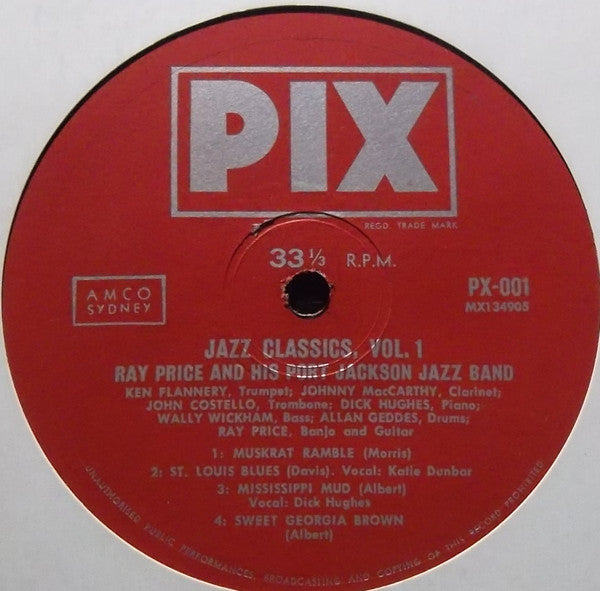 Ray Price (6) And His Port Jackson Jazz Band* : Jazz Classics Vol. 1 (10", Album, Mono)