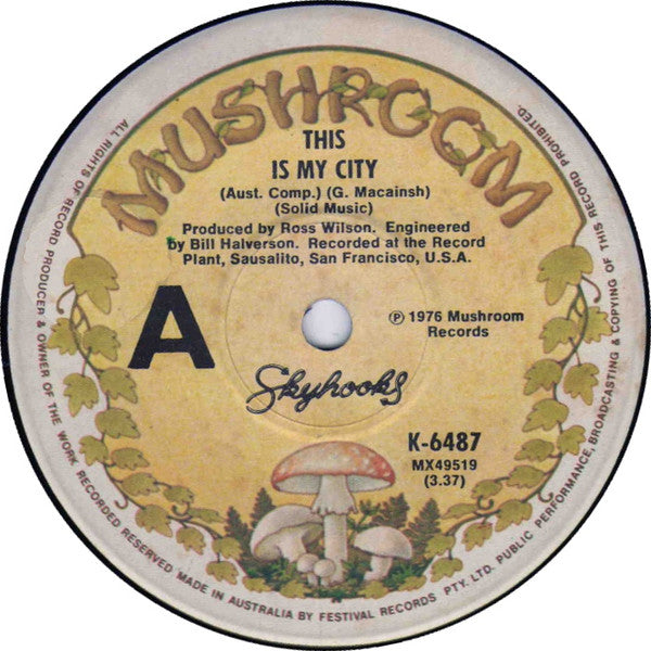 Skyhooks : This Is My City / Somewhere In Sydney (7", Single)