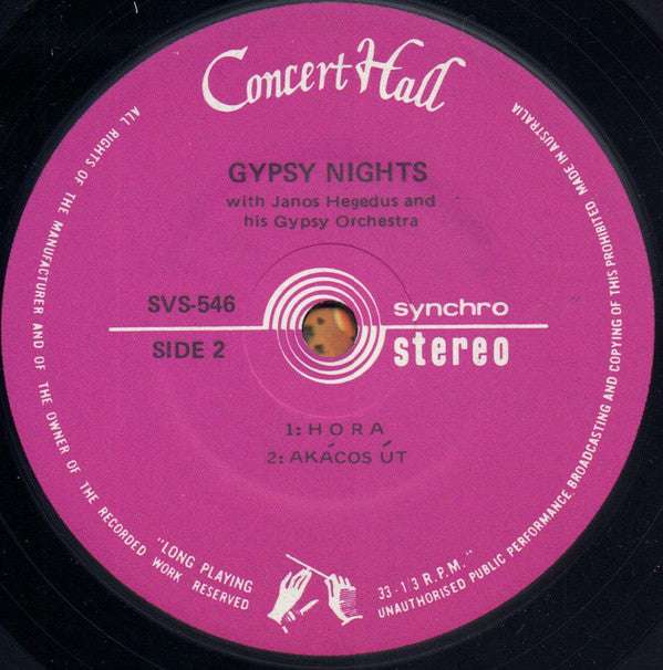 János Hegedüs Und Sein Grosses Zigeuner Orchester : Gypsy Nights (7", EP)