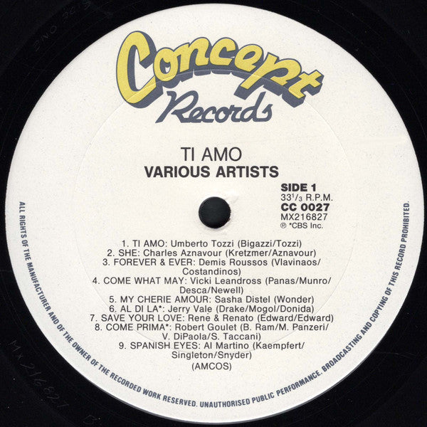 Various : Ti Amo (LP, Comp)