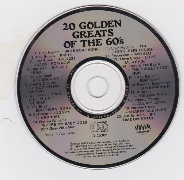 Various : 20 Golden Greats Of The 60's (CD, Comp)