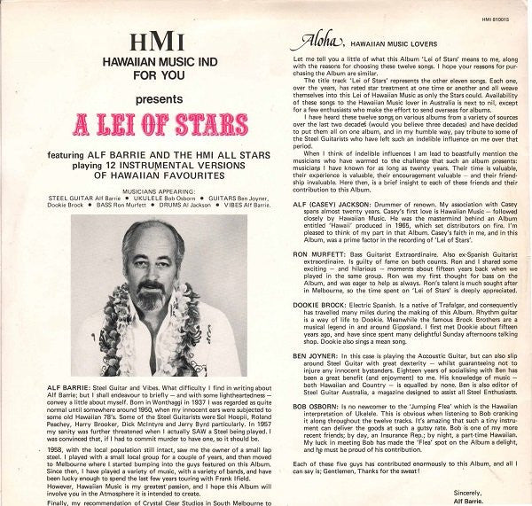 Alf Barrie And The HMI All Stars : A Lei Of Stars (LP)