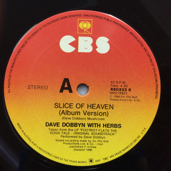 Dave Dobbyn With Herbs : Slice Of Heaven (12", Single)