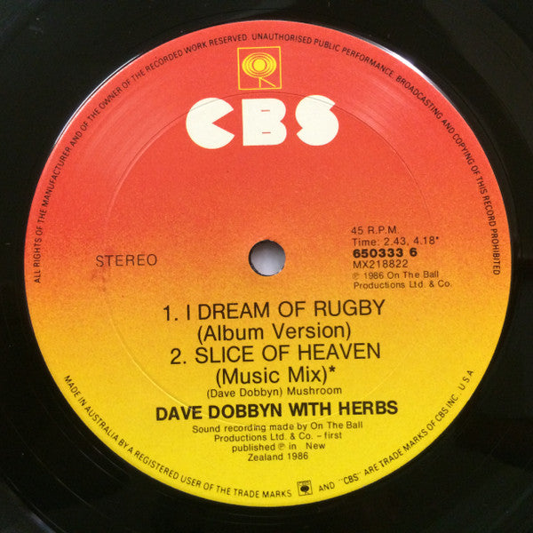 Dave Dobbyn With Herbs : Slice Of Heaven (12", Single)