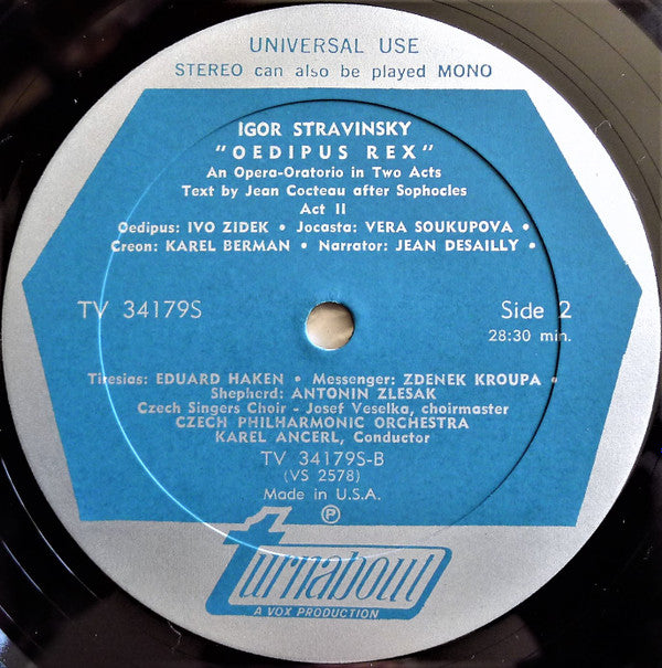 Czech Philharmonic Orchestra*, Karel Ančerl, Igor Stravinsky : Oedipus Rex (LP, Album, RE, Uni)