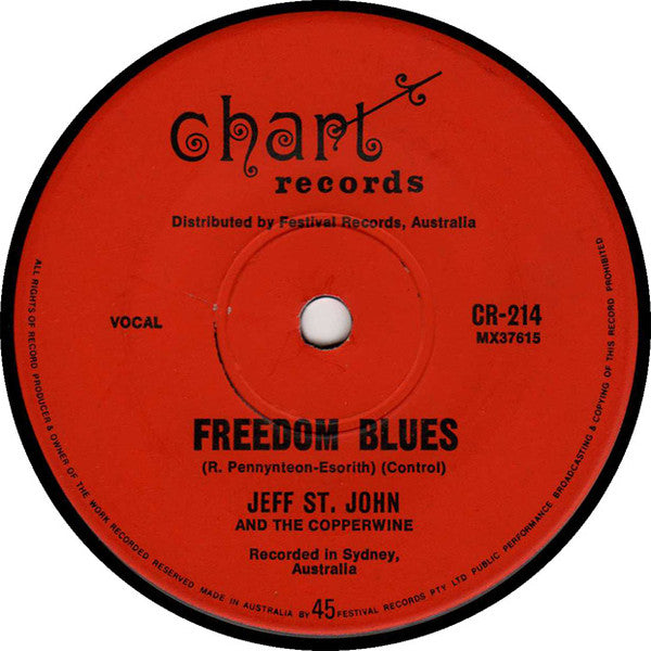 Jeff St. John And The Copperwine* : Freedom Blues / Teach Me How To Fly (7", Single)