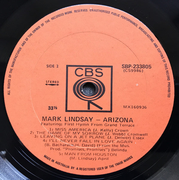 Mark Lindsay : Arizona (LP, Album)